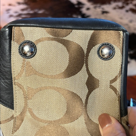 Coach Signature Canvas Shoulder Bag - Black and Tan - Picture 3 of 8